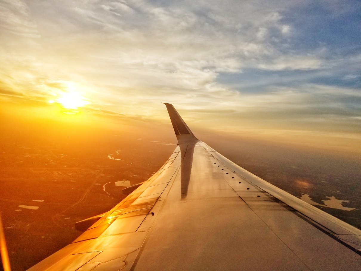 Sunset Wing view Airline Jet travel Sunrise World travel